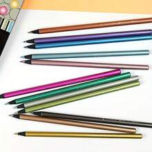 24pcs Metal Color Wooden Colored Pencils, Brilliant Pearlescent Texture, Soft And Hard Leads, Smooth Coloring With Vivid Pigments, Suitable For Professional Art Creation, Adult Coloring Books, Hand Painting, DIY Crafts, Creative Drawing Pencil Set - Round - View 5
