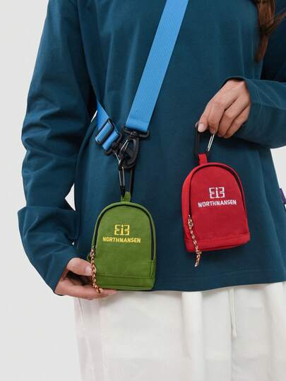 1个新款时尚零钱包吊坠，轻巧多功能刺绣字母零钱包，时尚耳机盒