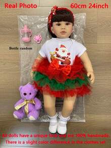 60cm Soft Vinyl Reborn Doll, 24 Inch Newborn Doll, Cute Dress Up Toy, Christmas Gift (Some Accessories Randomly Included) - View 3