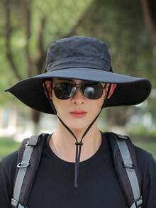 New Summer Men's Sun Hat Bucket Hat Outdoor Sun Protection Hat Breathable Wide Brim Hat Hiking Hat Fishing Hat Fashion Solid Color Casual Polyester Sun Hat, Spring/Summer, Beach, Holiday - Hat - View 16