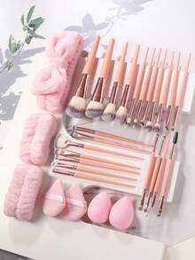 29件套化妆工具套装，包括：22支化妆刷套装+2个手碗挂绳+1个发圈+2个化妆海绵+2个三角粉扑，一应俱全，新手友好 | 方便携带，送礼佳品 | 新手/女性的完美之选 - 彩色 - 查看 3