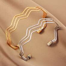 1pc High-Quality Stainless Steel Hollow Three-Layer Glossy Opening Adjustable Bracelet For Men And Women Daily Casual Street Party Personalized Versatile Simple Jewelry Gift - Bracelet - View 3