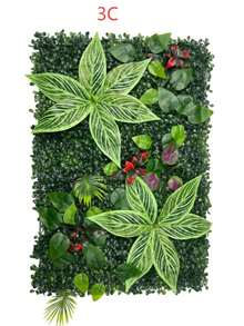 1片人造绿色植物墙板 | 40x60厘米 | 塑料材质 | 无需电源或电池 | DIY家居花园装饰 | 适用于户外露台、婚礼、圣诞节、感恩节、情人节、母亲节和毕业典礼装饰 | 易于使用，植物逼真 - 綠色 - 查看 17