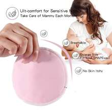 Reusable Nursing Pads Washable Breast Pads For Leaking Milk - Super Absorbent Nursing Pads Nursing Nipple Pads (Large 4.7") - Pink - View 3