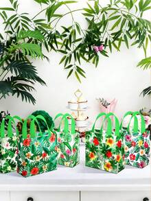 6个夏威夷派对礼品袋，夏威夷海滩小礼品袋，棕榈树热带面料，棕榈树派对礼品袋（带提手），无纺布小礼品袋，派对礼品袋，包装用品，适合生日派对包装 - 袋子 - 查看 8