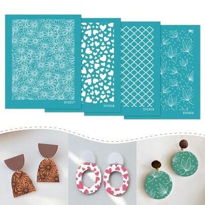 Daisy, Maple Leaf, Heart, Moroccan Pattern Printing Molds, High-Quality Material, Suitable For Polymer Clay DIY, Ceramics, Earrings, Necklaces, Jewelry Making Tools