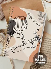 Trees Quick Budget Planner Notebook With Stickers, 116 Pages, A5 Portable Monthly Bill Payment Checklists With Spending Chart & Transparent Pockets, For Home School Office Supplies, Gifts For Friends - Cartoon Version - View 3