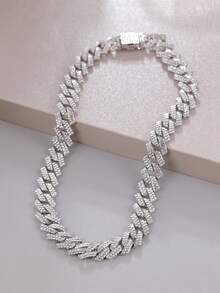 Dây chuyền mắt xích kiểu đính đá (1 chiếc), Dây chuyền phong cách Hip Hop, Vòng tay trang sức nam, Quà tặng nam, Phong cách lấp lánh, Thích hợp cho thời trang hàng ngày, các sự kiện rave và làm quà tặng. - A - Xem 17