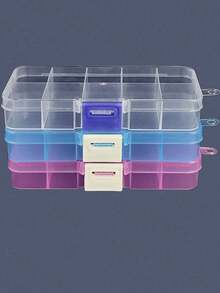 1pc 4-Compartment Dustproof, Waterproof Makeup Remover Pad, Hair Tie, Data Cable Storage Box - Clear - View 7