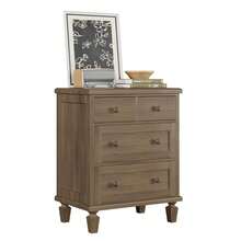Hodeffior Cassettiera con 4 cassetti per camera da letto, cassettiera vintage in legno con maniglie intagliate, mobile contenitore di metà secolo con gambe affusolate, grande capacità, 76 cm di larghezza per guardaroba, soggiorno, camera da letto, 76x60x48 cm - Marrone chiaro - Visualizzare 6