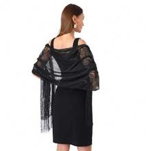 With Tassel Lace Shawl Hollow Solid Color Wedding Bridal Shawl Fashion Scarf Women - màu đen - Xem 13