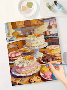 Colorful Cakes And Desserts Kitchen Scene DIY Oil Painting By Numbers Canvas Painting Crafts Adult Home Decoration 40x50cm/16x20inch Holiday Gifts - 40*50cm - View 3