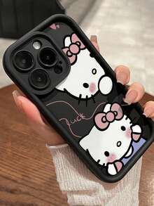 SANRIO 可爱黑色KT猫手机壳，兼容 17、15 Pro Max；防震软壳，兼容 14/13/12/11/16 - 黑色 - 查看 3