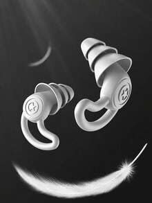 2pcs White Noise-Proof Silicone Ear Plugs, Waterproof For Swimming, Sleeping, Diving, Surfing, Soft & Comfortable (Random Style) - Three Floors - View 7