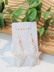 1 Pair Cute Acrylic White Water Wave Hollow Bird Earrings, Fresh And Lively Style, Suitable For Women As Daily Wear Or Gift, Earrings - Bird - View 7
