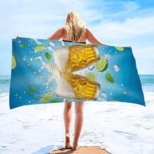 1pc Summer Beer Beach Towel, Super Absorbent Large Beach Blanket, Suitable For Travel, Swimming Pool, Diving, Surfing, Yoga, Camping, Available In Multiple Sizes, Beach Accessories - C - View 6