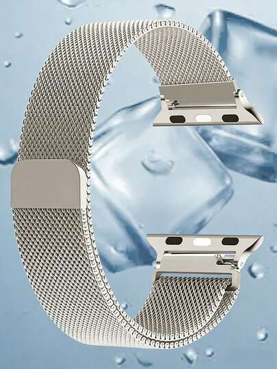 New Fashion Stainless Steel Mesh Watch Band, Compatible With Apple Watch, Suitable For Watch, Stainless Steel Milanese Magnetic Loop Strap, Unisex, Upgrade Your Watch
