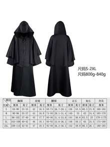 Nouveau costume d'Halloween : cape de Grim Reaper, costume médiéval pour hommes adultes, longue cape de cosplay. - Robe longue et cape - noires - Voir 7