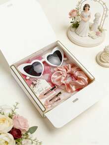 Cute Retro Heart-Shaped Glasses (1-8 Pairs), Fashionable Cat Eye Heart Glasses, Suitable For Bridal Shower, Bachelorette Party, Wedding, Bridesmaid Gifts, Fashion Accessories, Valentine's Day, Valentine's Day Wedding, Birthday And Other Occasions - White - View 10