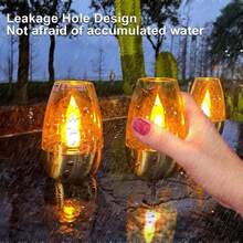 1/2/4pcs Solar Powered Flame Candle Lights, Outdoor Lighting Detachable Emergency LED Camping Lamp, Indoor Decorative Warm Light, Rechargeable Battery, Stainless Steel Waterproof Base, Suitable For Desk, Camping, Yard, Garden, Holidays, Parties, Christmas, Halloween - Warm Light - Candle Lamp - View 7