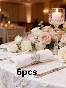 2/6pcs, Minimalist Iron Wire Napkin Rings, Suitable For Wedding Parties, Holiday Celebrations, Picnic Camping, Country Gatherings, Birthday Banquet Table Decor Napkin Rings, Minimalist Napkin Holders - Multicolor - View 12