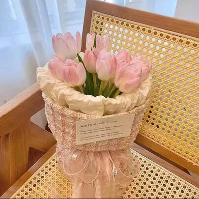 Ramo de flores de tulipán encantador, recomendación de regalo de flores artificiales, decoración de mesa