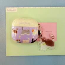 极简紫色波点猫咪吊坠，兼容苹果Pro第二代、第四代可爱保护壳，Pro第三代柔软耳机套（女士款），适用于1/2/3代 - 淡紫色 - 查看 8