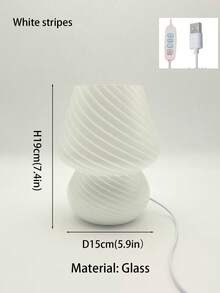 Đèn bàn LED USB hình nấm bằng thủy tinh màu hổ phách, đèn bàn họa tiết gợn sóng nước, đèn ngủ dịu nhẹ cho phòng ngủ, phòng khách. - Một cỡ - Xem 13