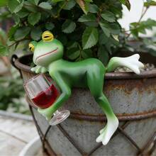 Realistic Animal Resin Decor - Funny Drinking Frog Planter Holder, Suitable For Garden, Balcony, Succulent Plant Decoration - A - View 5