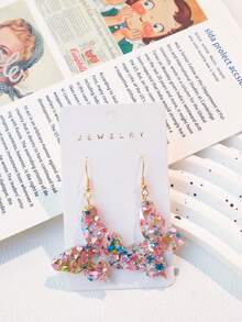 1 Par de Brincos Coloridos de Borboleta Doce de Acrílico com Glitter, Brilhante e Fofo Estilo Girly, Adequado para Uso Diário e Presente de Meninas - Borboleta - Visão 1