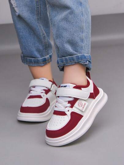 1 Pair Children's Casual Sneakers, 2026 Spring New Boys/Girls Hook And Loop Soft Bottom Breathable Flat Shoes, Suitable For School And Everyday Wear