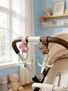 1 pieza Gancho de aleación de aluminio lindo y de dibujos animados para cochecito, accesorio versátil para el carrito de bebé - Multicolor - Ver 1