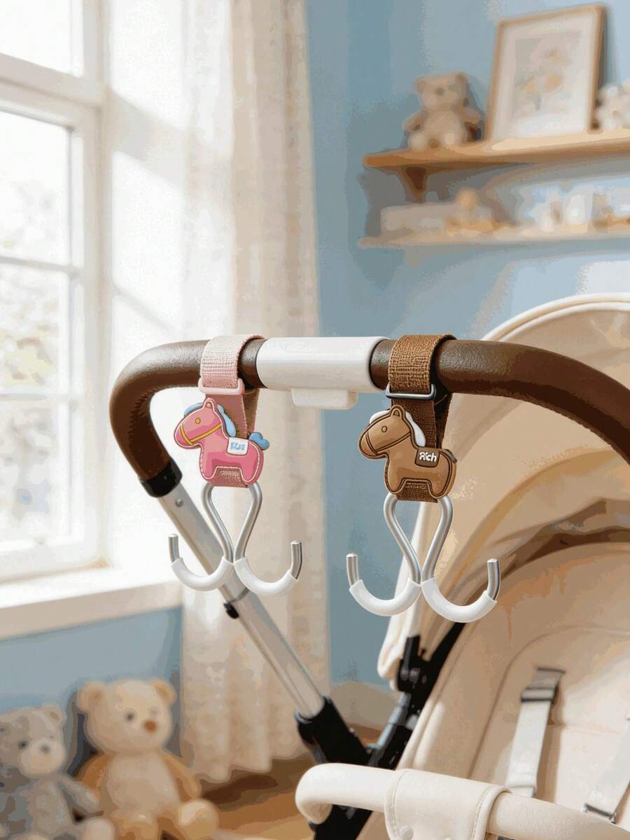 1 pieza Gancho de aleación de aluminio lindo y de dibujos animados para cochecito, accesorio versátil para el carrito de bebé - Multicolor - Ver 1