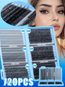 Bộ 720 sợi mi giả tự làm chất lượng cao, độ dày 8-16mm, độ cong 10D-150D, mi tự nhiên D-Curl, siêu dày và mềm mại, dạng sách hướng dẫn sử dụng mi, phù hợp cho sử dụng hàng ngày và người mới bắt đầu, nhiều kiểu dáng để phối hợp tự do, bộ mi giả dạng chùm. - Màu xanh lam - Xem 19