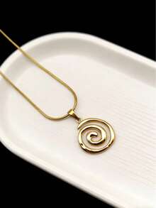 1 chiếc vòng cổ nữ bằng thép không gỉ kiểu Bohemian đại dương, họa tiết xoắn ốc bất đối xứng, mặt dây chuyền đa năng, phong cách thời trang Âu Mỹ, vòng cổ choker hình tròn thủy lực hình học kiểu dáng đại dương, thích hợp cho kỳ nghỉ biển. - Nhiều màu - Xem 4