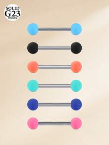 6 chiếc khuyên núm vú phát sáng trong bóng tối, khuyên lưỡi, khuyên xỏ núm vú, khuyên tai bằng hợp kim titan 14G, khuyên thẳng, trang sức xỏ khuyên 12mm, 14mm, 16mm, 18mm - Nhiều màu - Xem 16