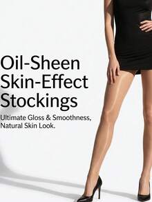 CLAGAINER 3 Pairs Women's Glossy Shiny Sheer Tights Sexy High Waisted Silk Stockings Comfort Stockings Oil Shimmer Nylon Pantyhose - Multicolor - View 10