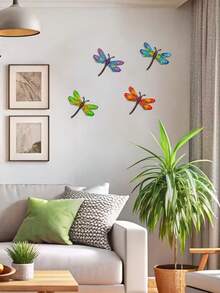1pc/4pcs Vibrant Metal Dragonfly Wall Decor, Fade-Resistant Metal Dragonfly Hanging Ornament, Suitable For Garden Fence, Wall, Yard Exterior Decoration, Mother's Day/Housewarming Gift - A - View 7