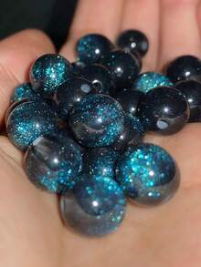 50颗8/10毫米鲜艳彩色珠子 - 合成树脂圆珠，带有星空般闪亮效果，适合制作珠宝、手链、项链 - 母亲节DIY手工材料，珠宝制作珠子 - 彩色 - 查看 15