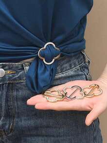 4/2pcs Women's Metal Shirt Collar Clips, Scarf Buckles And Belt Buckles Fashion Accessory Set (2 Gold, 1 Silver), Stylish Brooch - Multicolor - View 8