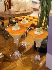 10pcs Transparent Stemmed Dessert Cups, Suitable For Mousse, Pudding, Cocktail, Wedding, Engagement, Valentine's Day, Birthday, Picnic, Outdoor Party - Multicolor - View 4