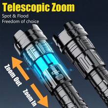 1pc High Brightness Focusable Flashlight, Type-C Fast Charging, Digital Power Display Long Range Lighting - Style a - View 5