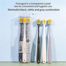 4 peças/3 peças/2 peças Escovas de Dente Adulto em Cores Pastel, Cerdas Macias, Pacote Familiar, Cabeça Larga, Minimalista e Elegante - Multicolorido - Visão 4