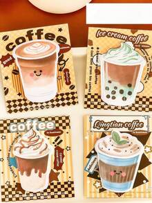 Ins Style Milk Tea & Coffee Sticky Notes, Cute Girly Memo Pads For Journal Decoration, Student Tearable Self-Stick Notes - Multicolor - View 5