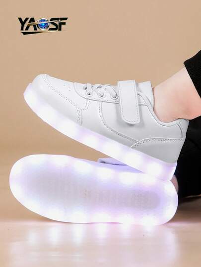  YAOSF Brand LED Light Up Sneakers, Advanced LED Skateboard Shoes, Upgraded Children & Teenagers Outdoor Sports Shoes, Fashionable Luminous, Walking Shoes, Flashing Lights, Super Cool Kids Shoes