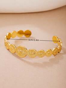 1件复古几何优雅不褪色钛钢开口手镯，不锈钢金/银腕带，适合作为圣诞节、友谊、生日、感恩节、复活节、平安夜、万圣节、情人节、开斋节、宰牲节礼物 - 金色 - 查看 6