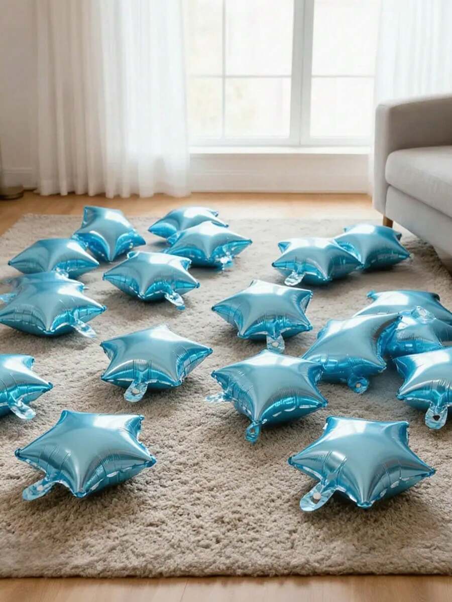 10pcs Solid Color Star Shaped Decorative Balloon, Modern PE Balloon For Party Arrangement - Blue - View 1