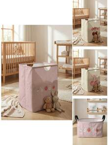 Giỏ đựng đồ giặt gấp gọn dung tích lớn, in họa tiết trái cây, tay cầm bằng gỗ, đa năng dùng cho phòng tắm, phòng trẻ em, đựng quần áo bẩn, đồ chơi và đồ dùng gia đình. - Nhiều màu - Xem 2