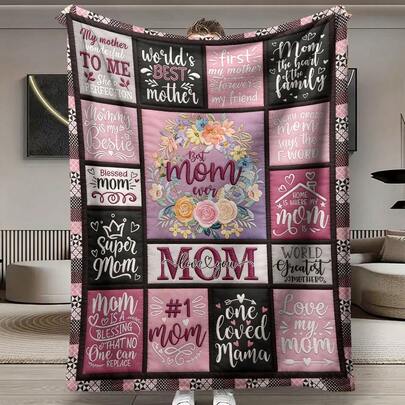 1pc Floral Print Flannel Blanket, Soft & Comfortable Creative Themed Pattern, Warm Companion For All Seasons, Multifunctional Nap Blanket And Small Throw, Perfect Gift For Mother On Birthday And Holidays