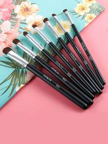 眼部化妆刷套装，高级7支眼影刷，专业眼影刷，适用于眼影、唇部、斜角、眼线，柔软毛质，木质手柄。 - 彩色 - 查看 4